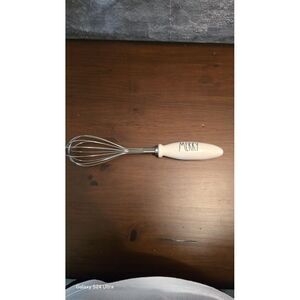Rae Dunn Whisk White Ceramic & Stainless Steel‎  Wire Utensil "MIX"